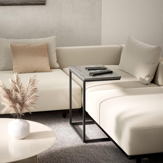 C Shaped End Table 27 inches High, Side Table for Couch Slide Under, C Table Sofa Side End Table for Living Room