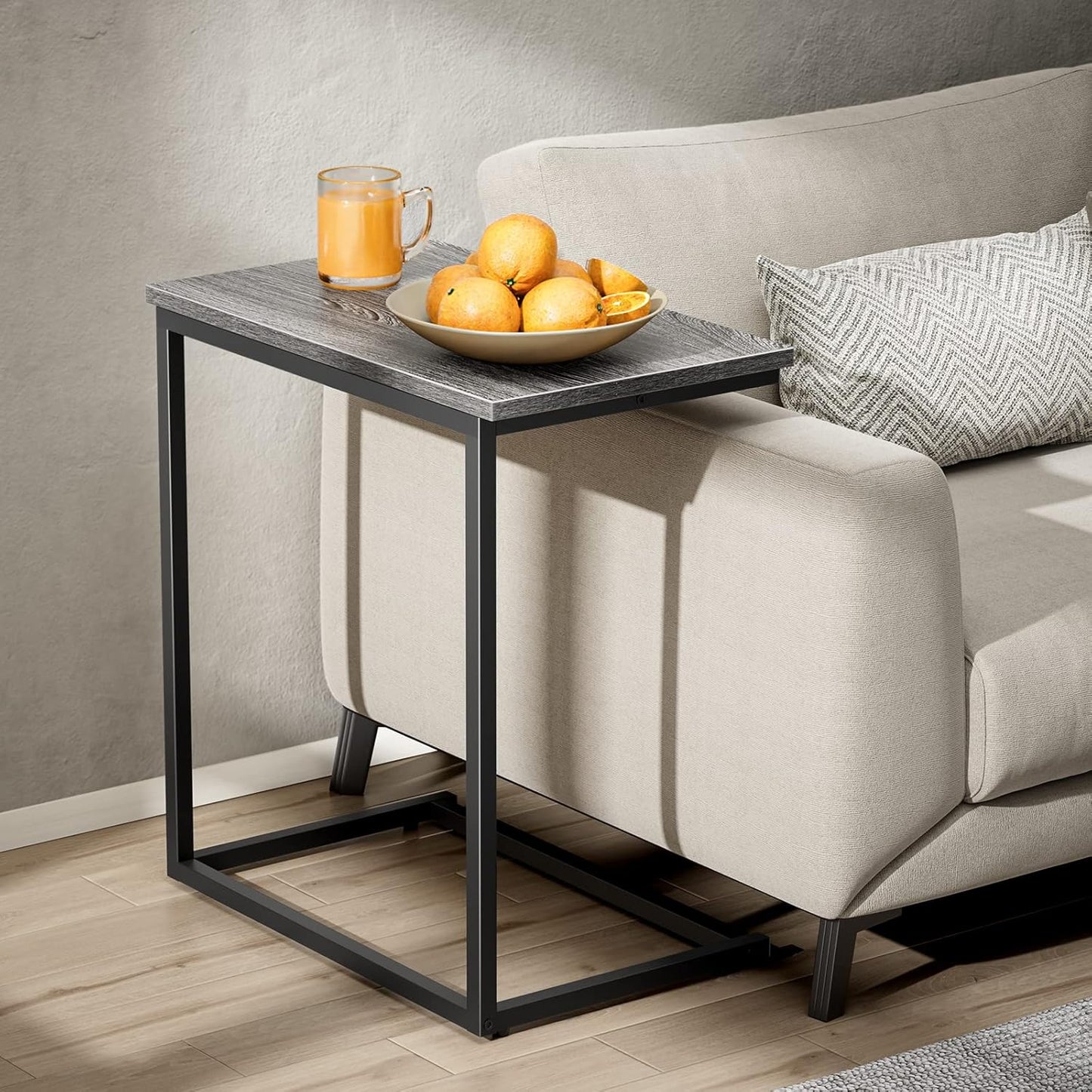 C Shaped End Table 27 inches High, Side Table for Couch Slide Under, C Table Sofa Side End Table for Living Room